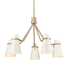 Golden 2122-5 MBS-GE - Golden Lighting Reeva 5-light Chandelier in Modern Brass and Glossy Ecru shade